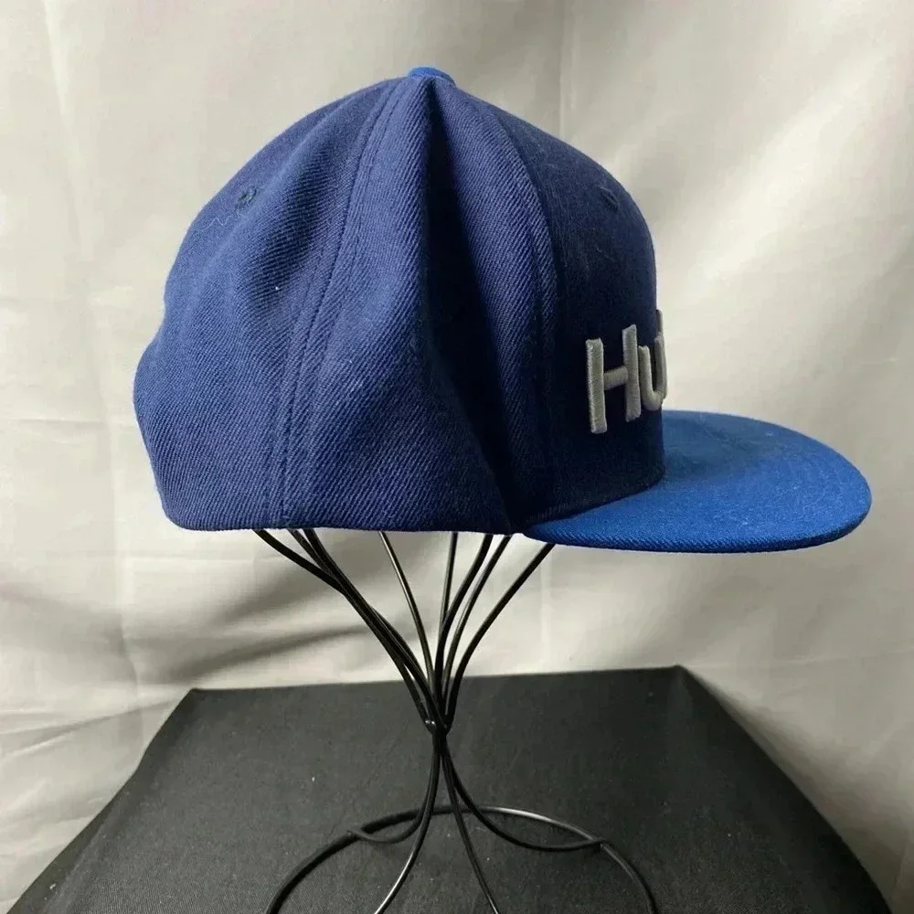 HURLEY‎ MENS HAT BLUE HAT EMBROIDERED WHITE HURLEY DESIGN SNAPBACK WOOL BLEND